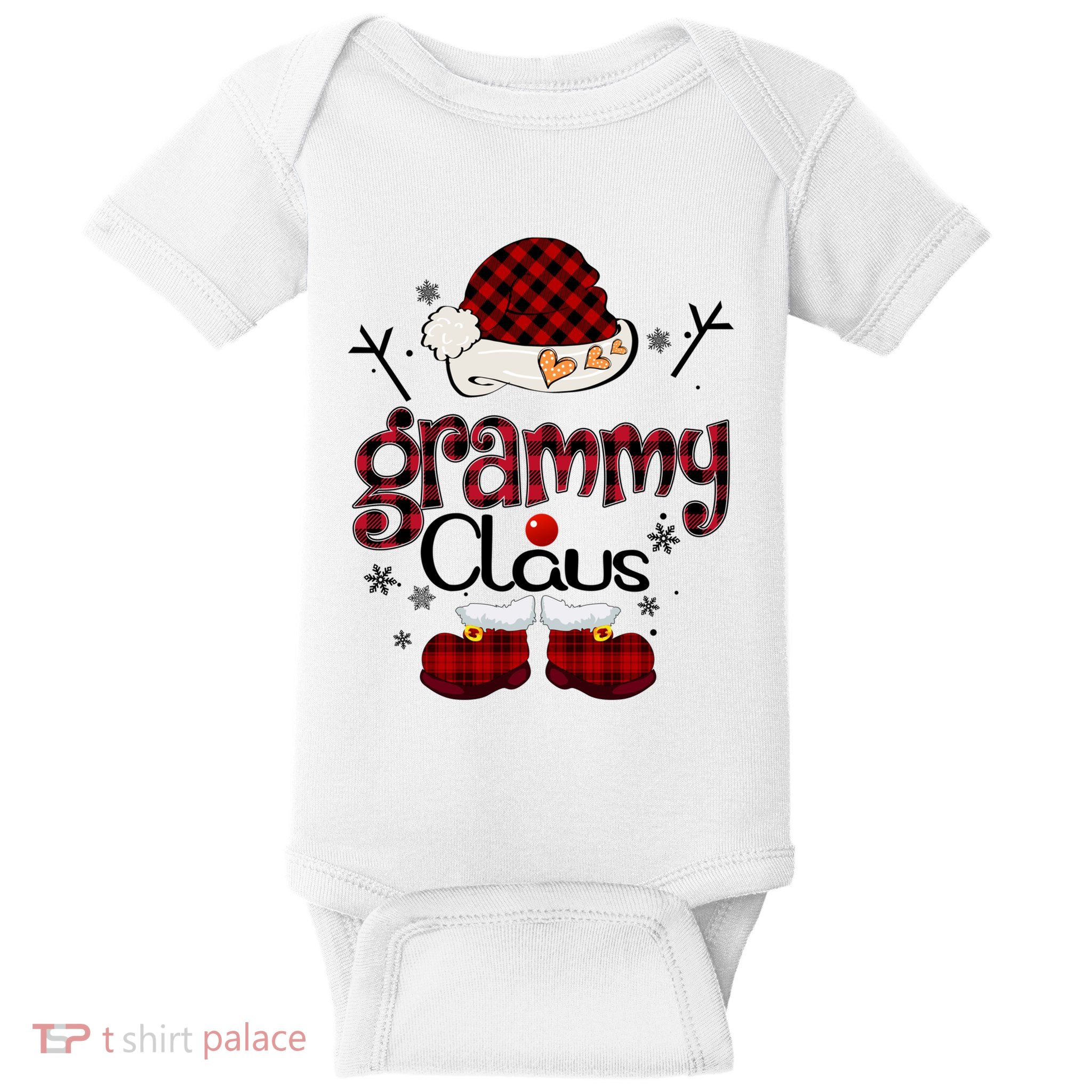 Grandma Gift Grammy Claus Red Plaid Baby Bodysuit