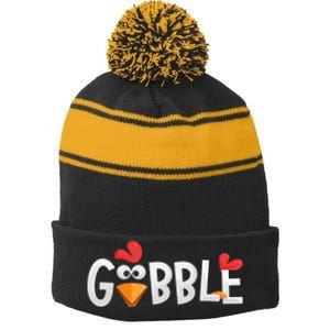 Gobble Gobble Stripe Pom Pom Beanie