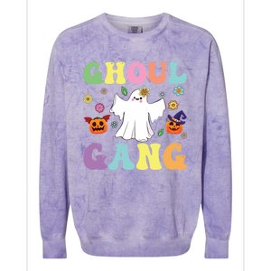 Ghoul Gang Groovy Hey Boo Pumpkin Boo Crew Halloween Retro Funny Gift Colorblast Crewneck Sweatshirt