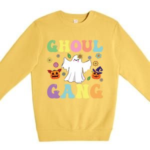 Ghoul Gang Groovy Hey Boo Pumpkin Boo Crew Halloween Retro Funny Gift Premium Crewneck Sweatshirt