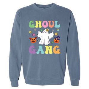 Ghoul Gang Groovy Hey Boo Pumpkin Boo Crew Halloween Retro Funny Gift Garment-Dyed Sweatshirt