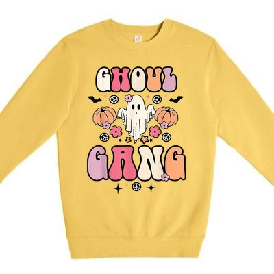 Ghoul Gang Groovy Hey Boo Pumpkin Boo Crew Halloween Costume Great Gift Premium Crewneck Sweatshirt