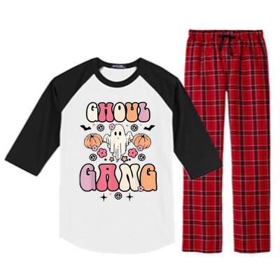 Ghoul Gang Groovy Hey Boo Pumpkin Boo Crew Halloween Costume Great Gift Raglan Sleeve Pajama Set