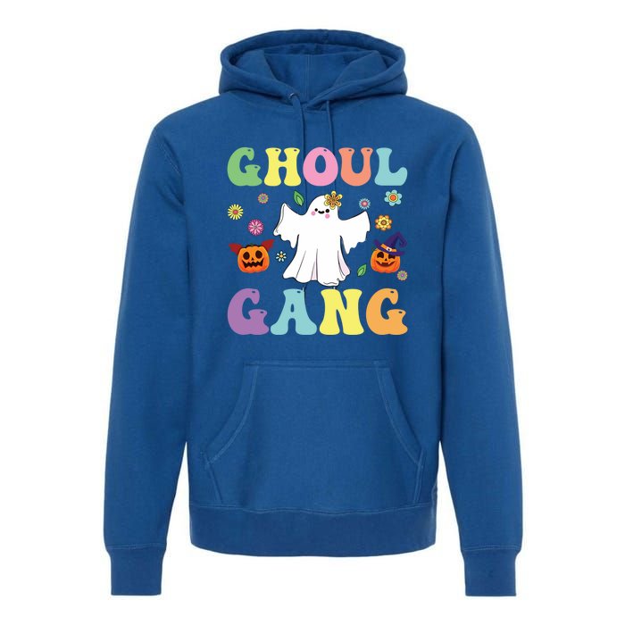 Ghoul Gang Groovy Hey Boo Pumpkin Boo Crew Halloween Retro Funny Gift Premium Hoodie