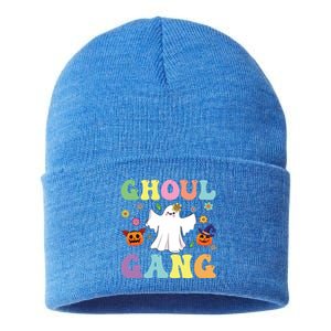 Ghoul Gang Groovy Hey Boo Pumpkin Boo Crew Halloween Retro Funny Gift Sustainable Knit Beanie