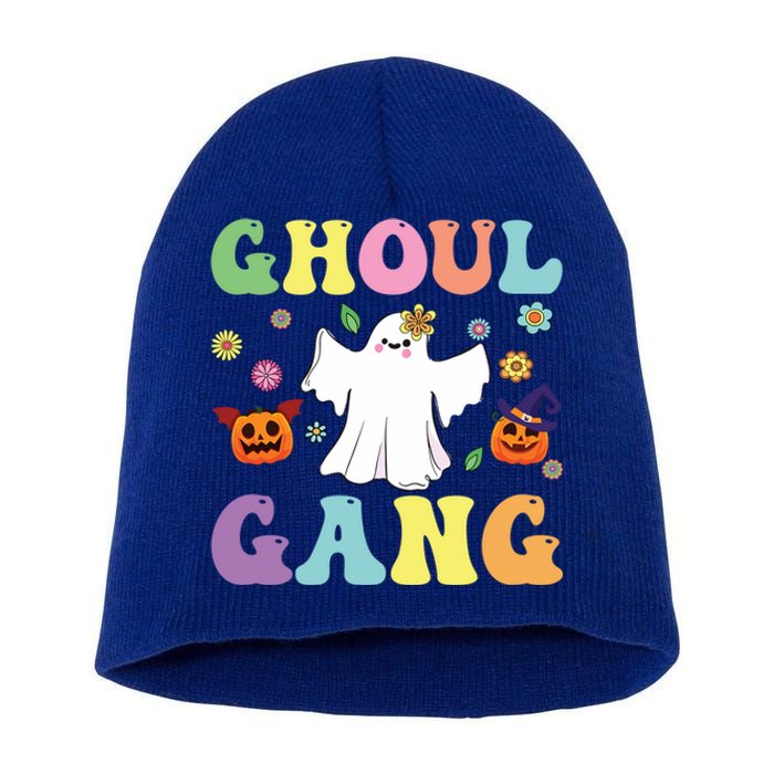 Ghoul Gang Groovy Hey Boo Pumpkin Boo Crew Halloween Retro Funny Gift Short Acrylic Beanie