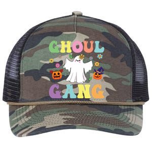 Ghoul Gang Groovy Hey Boo Pumpkin Boo Crew Halloween Retro Funny Gift Retro Rope Trucker Hat Cap