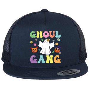 Ghoul Gang Groovy Hey Boo Pumpkin Boo Crew Halloween Retro Funny Gift Flat Bill Trucker Hat