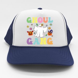 Ghoul Gang Groovy Hey Boo Pumpkin Boo Crew Halloween Retro Funny Gift Trucker Hat