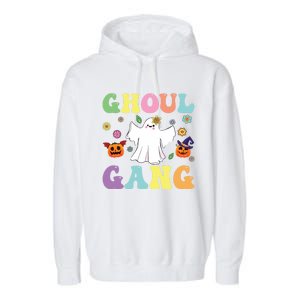 Ghoul Gang Groovy Hey Boo Pumpkin Boo Crew Halloween Retro Funny Gift Garment-Dyed Fleece Hoodie