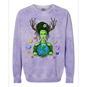 Gaia Greek Goddess Mother Earth Day Hippie Environt Witch Funny Gift Colorblast Crewneck Sweatshirt