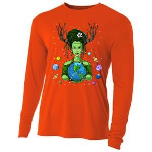 Gaia Greek Goddess Mother Earth Day Hippie Environt Witch Funny Gift Cooling Performance Long Sleeve Crew