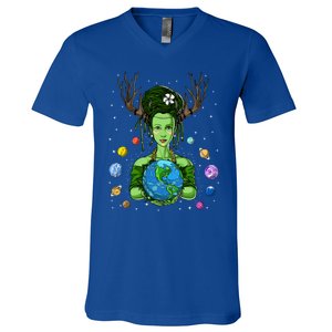 Gaia Greek Goddess Mother Earth Day Hippie Environt Witch Funny Gift V-Neck T-Shirt