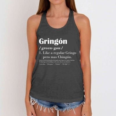 Gringon Green Gon Like A Regular Gringo Pero Mas Chingon Women's Knotted Racerback Tank