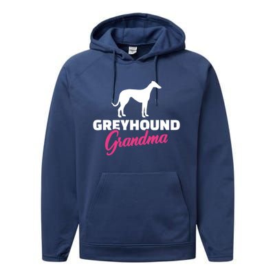 Greyhound Grandma Gift Performance Fleece Hoodie