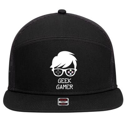 Geek Gamer Gaming Gift For Him 7 Panel Mesh Trucker Snapback Hat