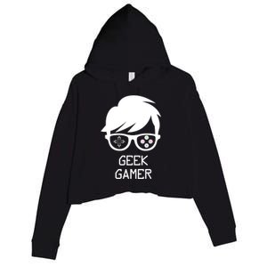 Geek Gamer Gaming Gift For Him Crop Fleece Hoodie