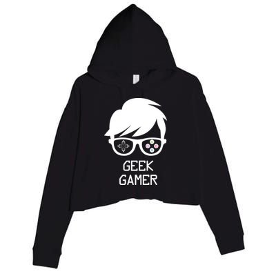 Geek Gamer Gaming Gift For Him Crop Fleece Hoodie