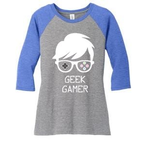 Geek Gamer Gaming Gift For Him Women's Tri-Blend 3/4-Sleeve Raglan Shirt