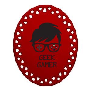 Geek Gamer Gaming Gift For Him Ceramic Oval Ornament