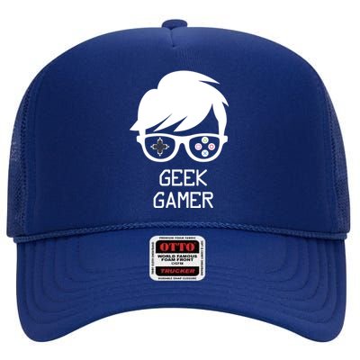 Geek Gamer Gaming Gift For Him High Crown Mesh Back Trucker Hat