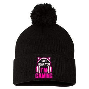 Gamer Girl Gaming I Cant Hear You Im Gaming Video Games Pom Pom 12in Knit Beanie