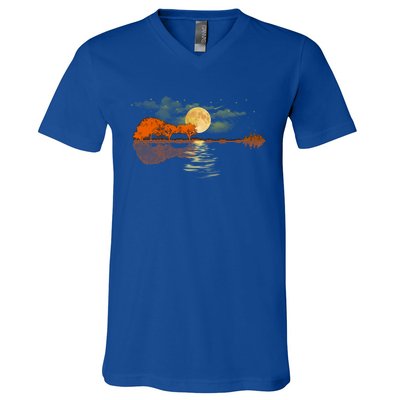 Guitar Great Gift Nature Guitar Lake Shadow Love V-Neck T-Shirt