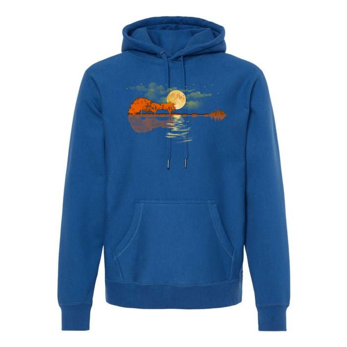 Guitar Great Gift Nature Guitar Lake Shadow Love Premium Hoodie