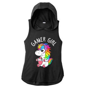 Gamer Girl Gaming Unicorn Cute Video Game Gift Wo Girl Ladies PosiCharge Tri-Blend Wicking Draft Hoodie Tank