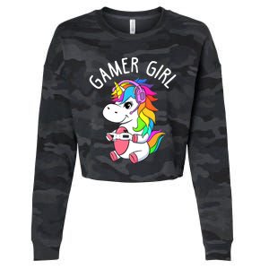 Gamer Girl Gaming Unicorn Cute Video Game Gift Wo Girl Cropped Pullover Crew