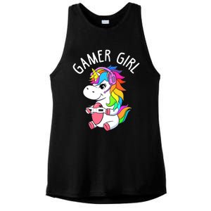 Gamer Girl Gaming Unicorn Cute Video Game Gift Wo Girl Ladies PosiCharge Tri-Blend Wicking Tank