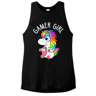 Gamer Girl Gaming Unicorn Cute Video Game Gift Wo Girl Ladies PosiCharge Tri-Blend Wicking Tank