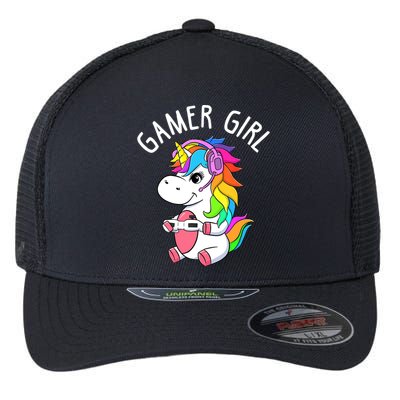 Gamer Girl Gaming Unicorn Cute Video Game Gift Wo Girl Flexfit Unipanel Trucker Cap