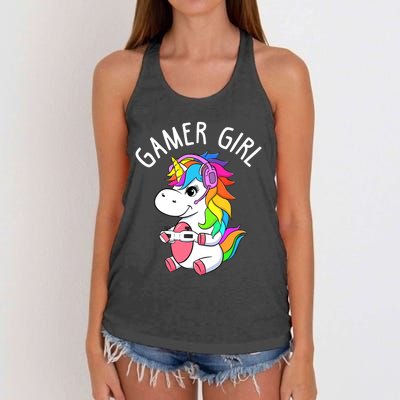 Gamer Girl Gaming Unicorn Cute Video Game Gift Wo Girl Women's Knotted Racerback Tank