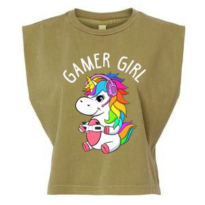 Gamer Girl Gaming Unicorn Cute Video Game Gift Wo Girl Garment-Dyed Women's Muscle Tee