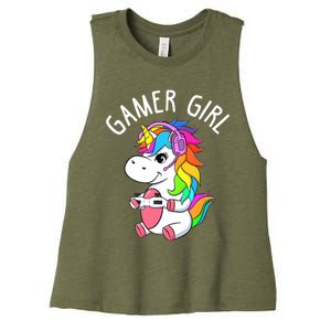 Gamer Girl Gaming Unicorn Cute Video Game Gift Wo Girl Women's Racerback Cropped Tank