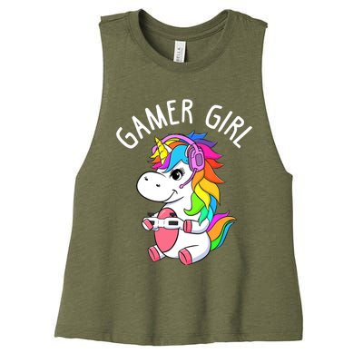 Gamer Girl Gaming Unicorn Cute Video Game Gift Wo Girl Women's Racerback Cropped Tank