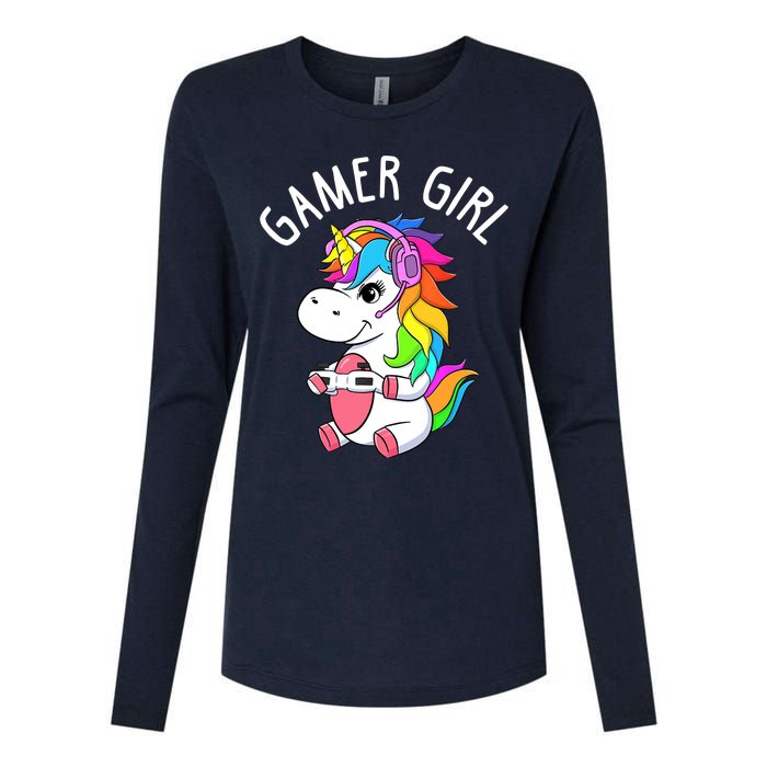 Gamer Girl Gaming Unicorn Cute Video Game Gift Wo Girl Womens Cotton Relaxed Long Sleeve T-Shirt