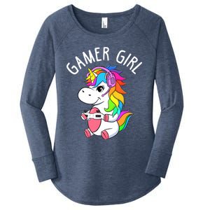 Gamer Girl Gaming Unicorn Cute Video Game Gift Wo Girl Women's Perfect Tri Tunic Long Sleeve Shirt