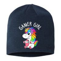 Gamer Girl Gaming Unicorn Cute Video Game Gift Wo Girl Sustainable Beanie