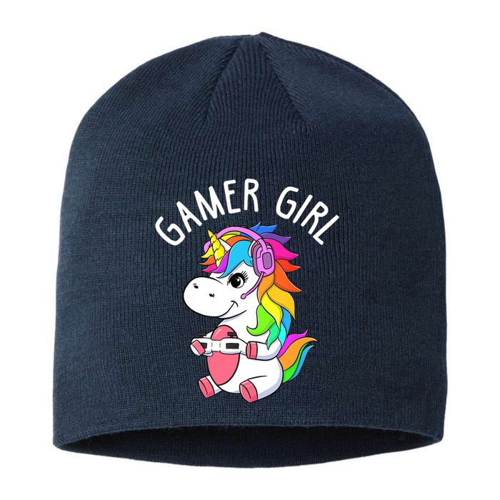 Gamer Girl Gaming Unicorn Cute Video Game Gift Wo Girl Sustainable Beanie