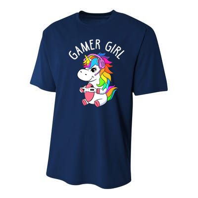 Gamer Girl Gaming Unicorn Cute Video Game Gift Wo Girl Youth Performance Sprint T-Shirt