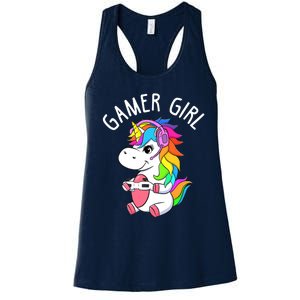 Gamer Girl Gaming Unicorn Cute Video Game Gift Wo Girl Women's Racerback Tank