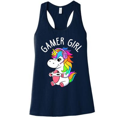 Gamer Girl Gaming Unicorn Cute Video Game Gift Wo Girl Women's Racerback Tank