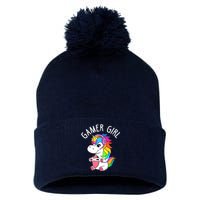 Gamer Girl Gaming Unicorn Cute Video Game Gift Wo Girl Pom Pom 12in Knit Beanie