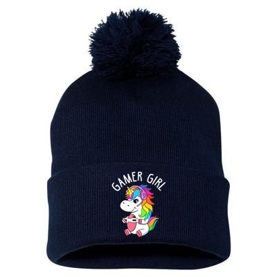 Gamer Girl Gaming Unicorn Cute Video Game Gift Wo Girl Pom Pom 12in Knit Beanie