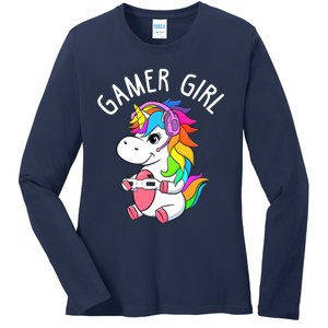 Gamer Girl Gaming Unicorn Cute Video Game Gift Wo Girl Ladies Long Sleeve Shirt