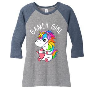 Gamer Girl Gaming Unicorn Cute Video Game Gift Wo Girl Women's Tri-Blend 3/4-Sleeve Raglan Shirt