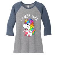 Gamer Girl Gaming Unicorn Cute Video Game Gift Wo Girl Women's Tri-Blend 3/4-Sleeve Raglan Shirt