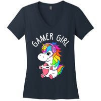 Gamer Girl Gaming Unicorn Cute Video Game Gift Wo Girl Women's V-Neck T-Shirt